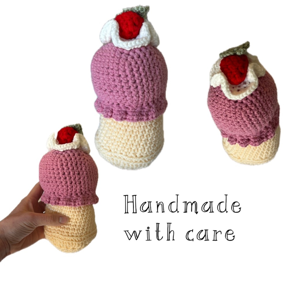 Handmade Crochet Strawberry Ice Cream